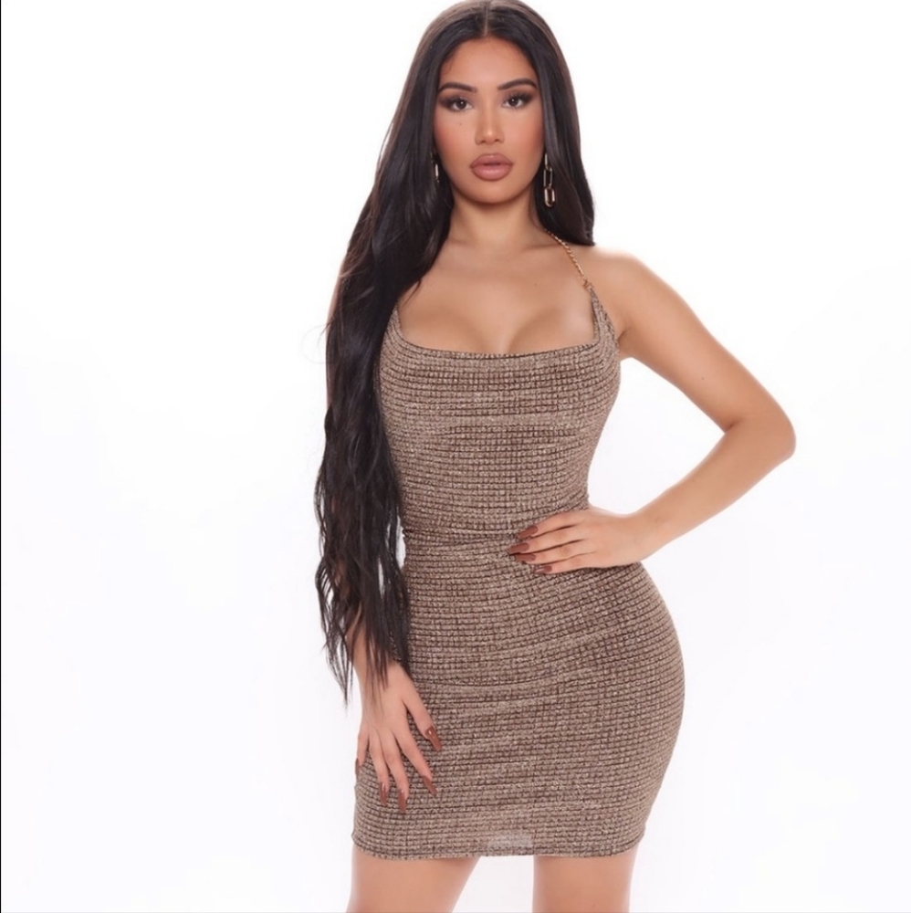 Pull My Chains Metallic Mini Dress - Gold